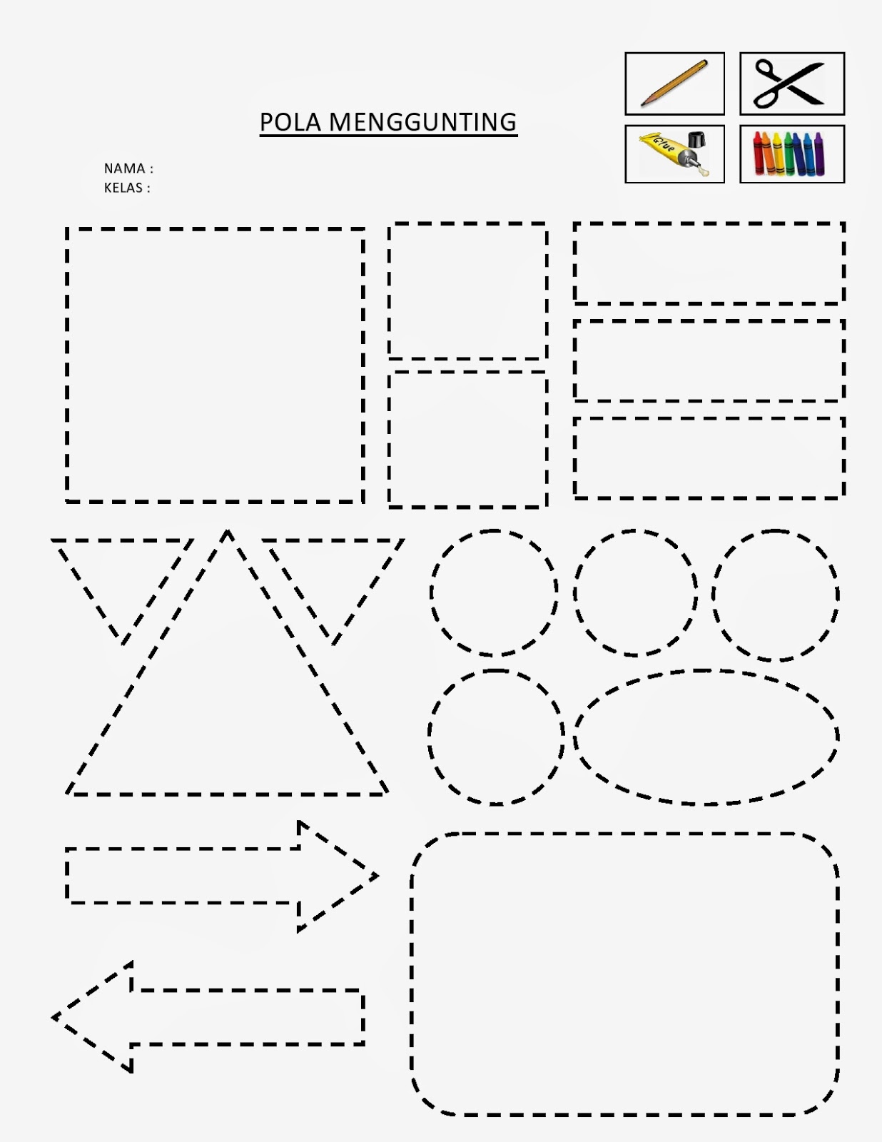 Sekitar Dunia Anak Worksheet Menggunting Bangun Datar