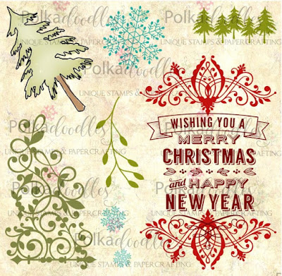  Polkadoodles Christmas Sentiment Flourish clear stamp set