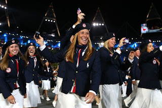 USA olympians celebrating in opening games