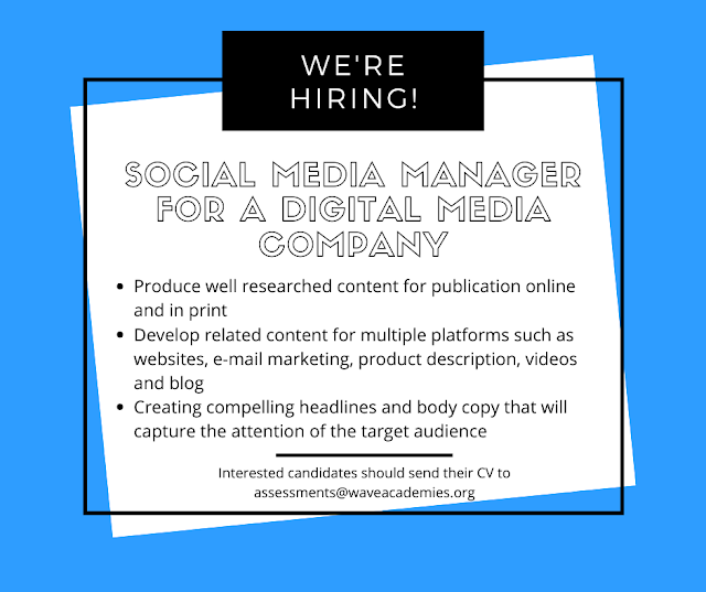 VACANCY FOR A SOCIAL MEDIA MANAGER