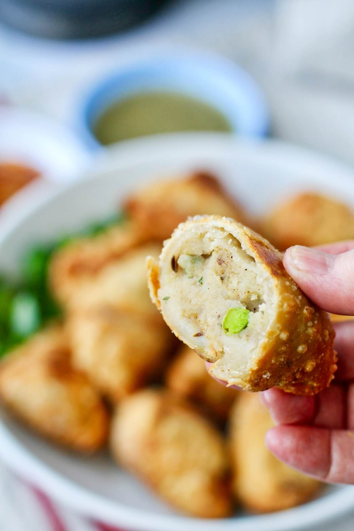 Potato (Aloo) Samosas sliced