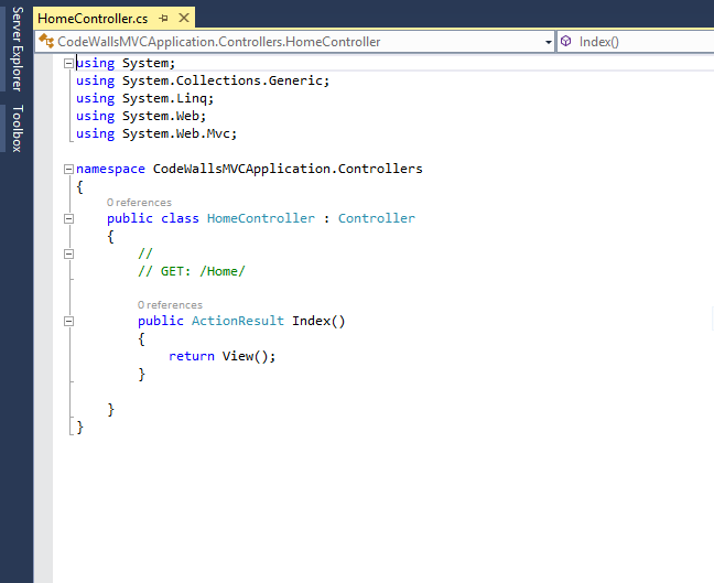Controller code view in MVC
