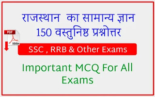 Rajasthan GK 150 MCQ Questions