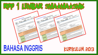 RPP 1 Lembar Bahasa Inggris SMA/MA/SMK Tahun Ajaran 2020