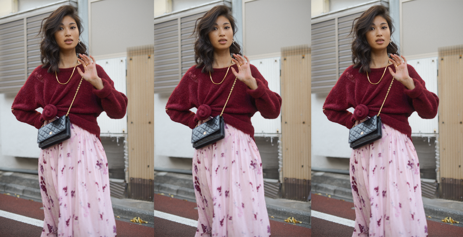 Monochromatic Burgundy Sweater and Preen Line Pink Maxi Summer Dresses for Fall / Fall Refresh 04 - New York/Tokyo based Personal Style Blogger Van Le for FOREVERVANNY.com