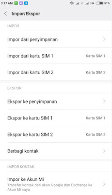 fasilitas ekport import di hp xiaomi