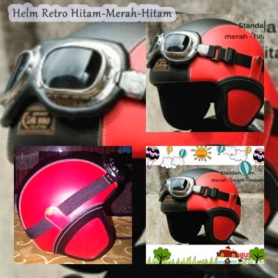 Helm Retro Merah Hitam