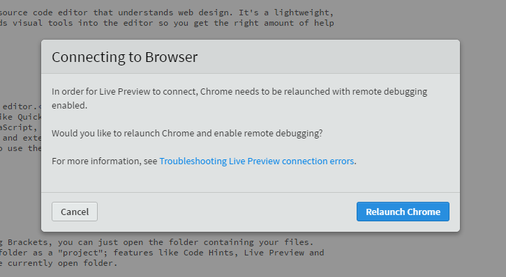 Fixing Brackets Live Preview Error with Chrome