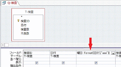 曜日:Format([日付],"aaa")