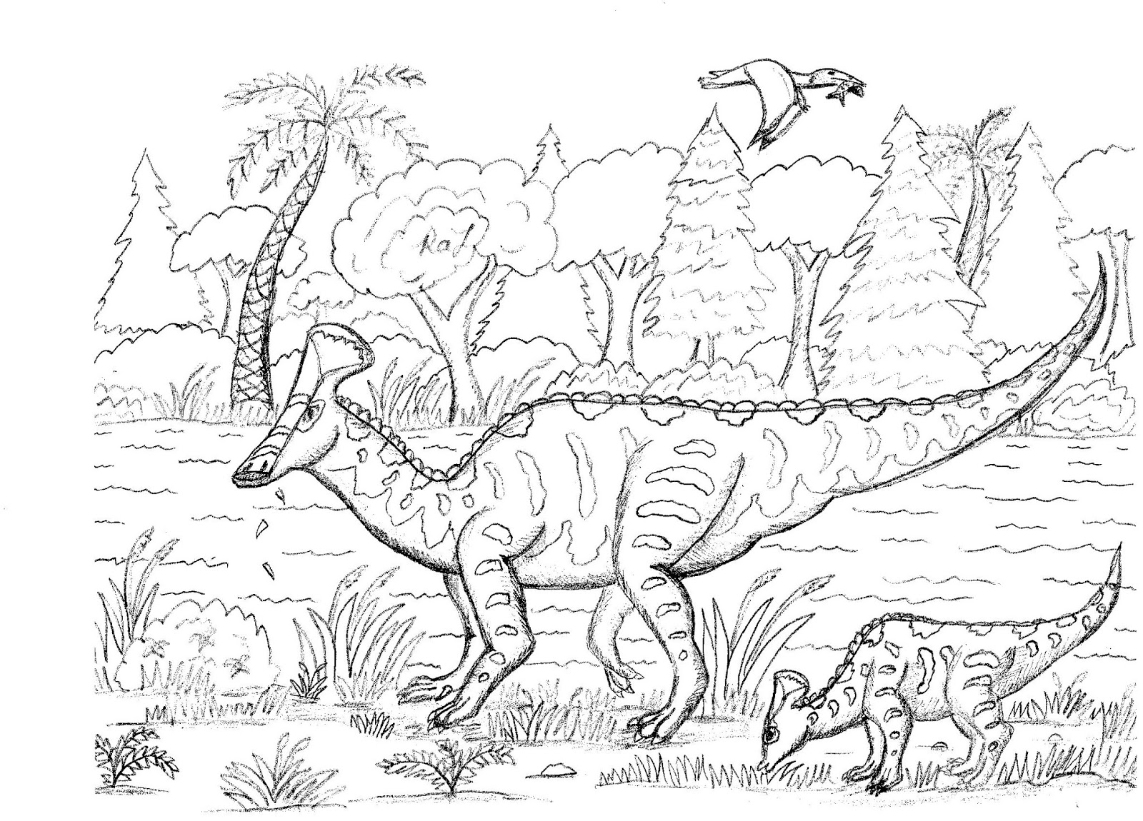 Robin S Great Coloring Pages Olorotitan The Duck Billed Dinosaur From Russia Lambeosaurus Coloring Page