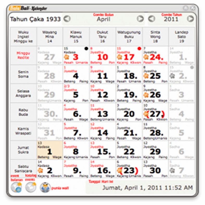 BalaBali Kalender Kalender Bali Digital Hasil Modernisasi 