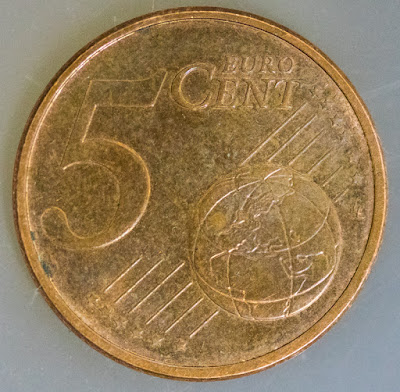 Reverse of 2014 Spanish Euro Cent, denomination and map