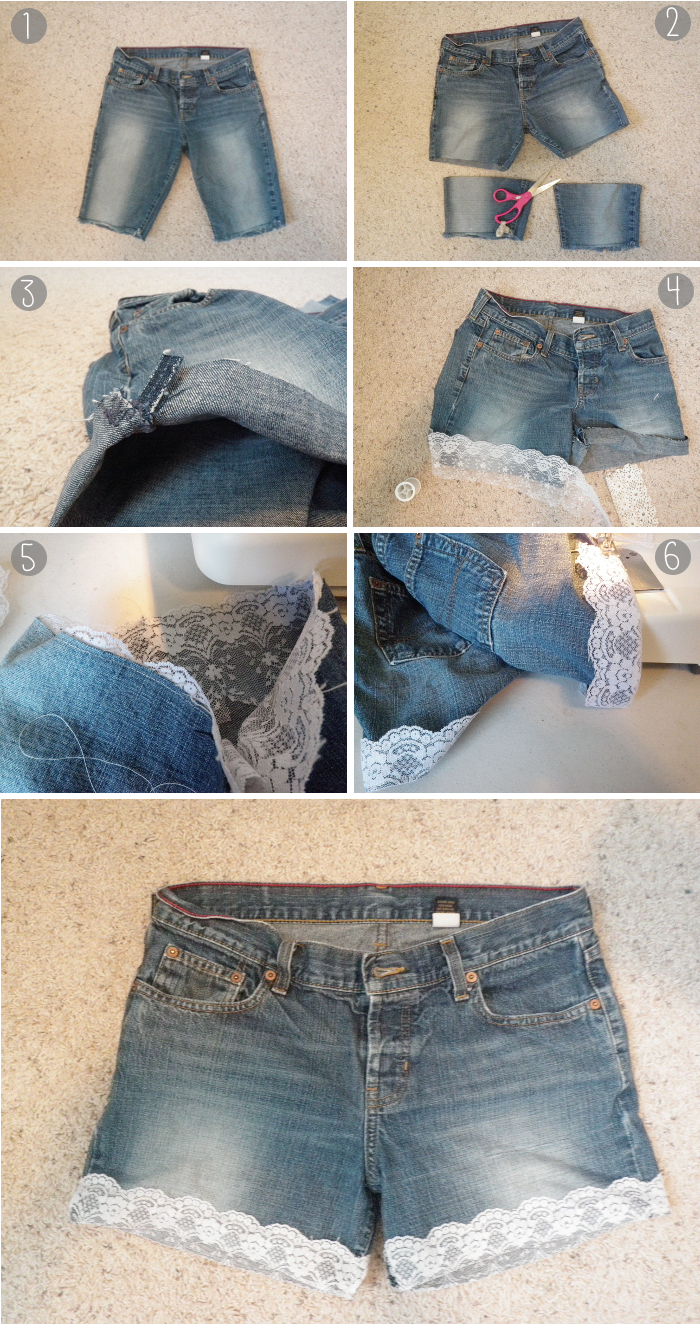 oh whimsical me: DIY Lace Cuffed Shorts