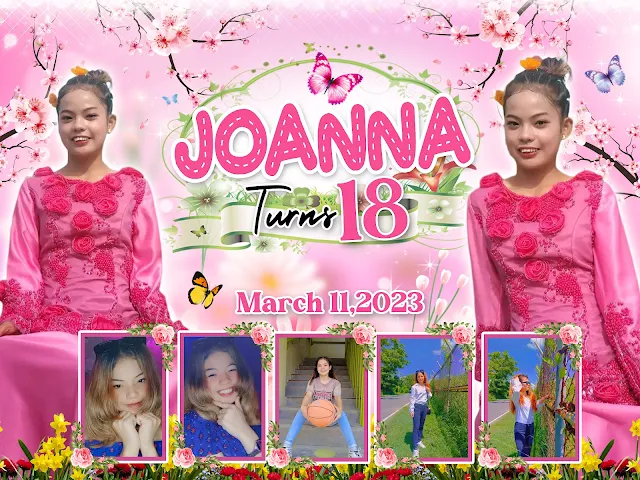 Pink Cherry Blossoms Tarpaulin Design for 18th Birthday