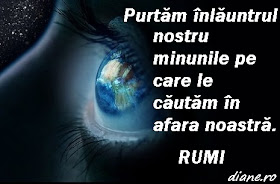 Purtăm înlăuntrul nostru minunile pe care le căutăm în afara noastră.Rumi