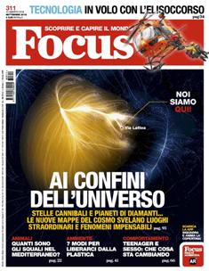 Focus. Scoprire e capire il mondo 311 - Settembre 2018 | ISSN 1122-3308 | TRUE PDF | Mensile | Scienza | Attualità | Tecnologia | Spazio
Focus rivista di taglio divulgativo, si prefigge di «mettere a fuoco» il mondo della scienza e l'attualità, da cui appunto il nome «focus», che in latino significa mettere a fuoco, riferito a lenti. Focus pubblica articoli di scienza, di problematiche sociali e periodicamente realizza sondaggi di opinione su temi attuali. Inoltre periodicamente vengono pubblicati articoli di storia, salute, approfondimenti, tecnologia, sport, animali, natura, spazio e comportamento.