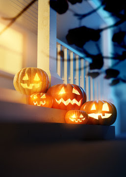 Pumpkins on Porch - James Thew