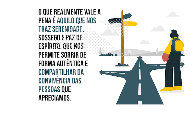 Uma pessoa com a mochila nas costas em frente de vários caminhos a seguir, com placas em várias direções, a vida na encruzilhada