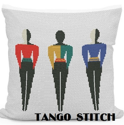 Women athletes Kazimir Malevich Suprematism style abstract cross stitch pattern - Tango Stitch