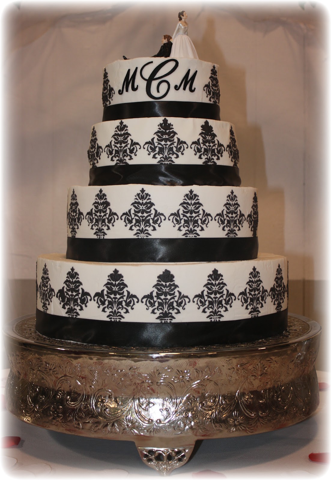 black and white wedding cake