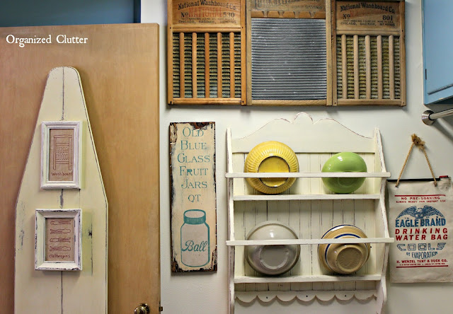 Ironing Board Repurpose with Old Sign Stencils & Plaid Layering Block