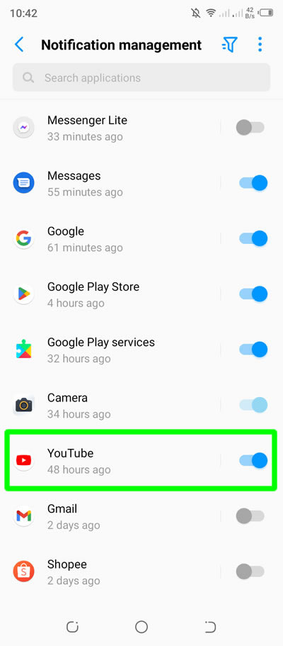 youtube notifications android on