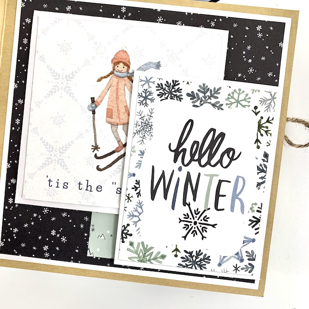 Let It Snow Scrapbook Page with girl skiing & snowflakes