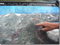 Map of the trail on a sign at Bear Lake