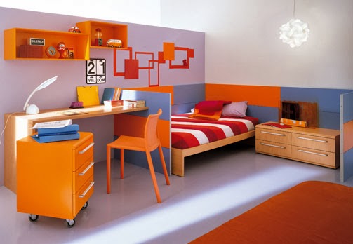 ديكورات غرف باللون البرتقالي