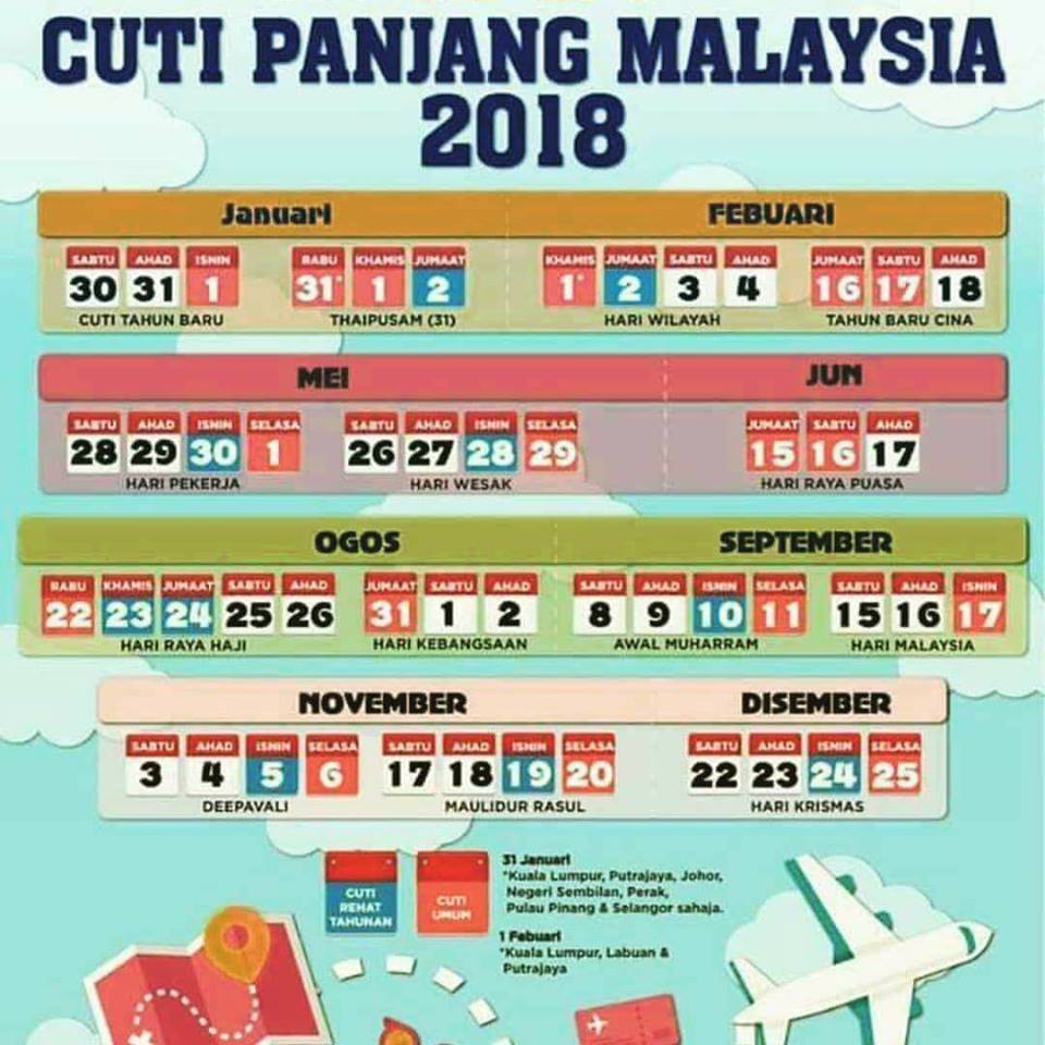 Kalendar Cuti Umum dan Cuti Sekolah Malaysia 2018 ...