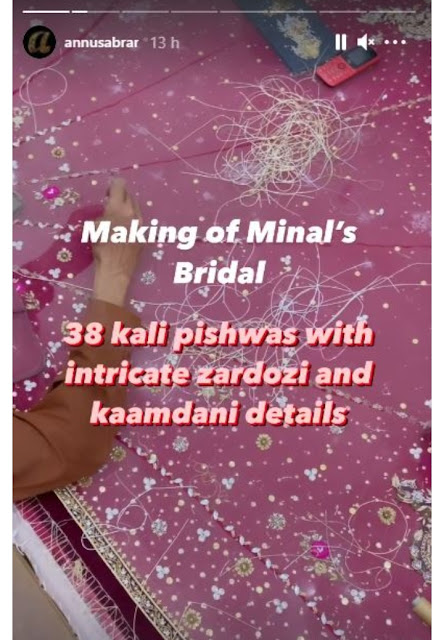 What!  55 artisans create Minal Khan wedding Dress?