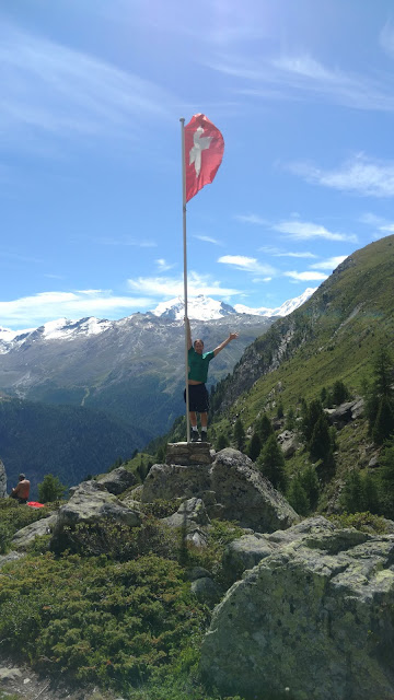 the Swiss flag up by Trift where I say my goodbyes to Switzerland