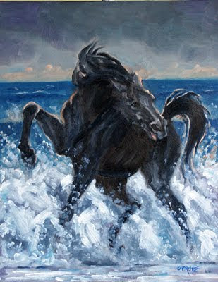 horse in water