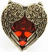 Image: Retro Bronze Angel Wings Red Heart Ring