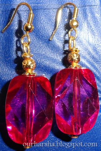 Pink Acrylic beaded earrings (1)