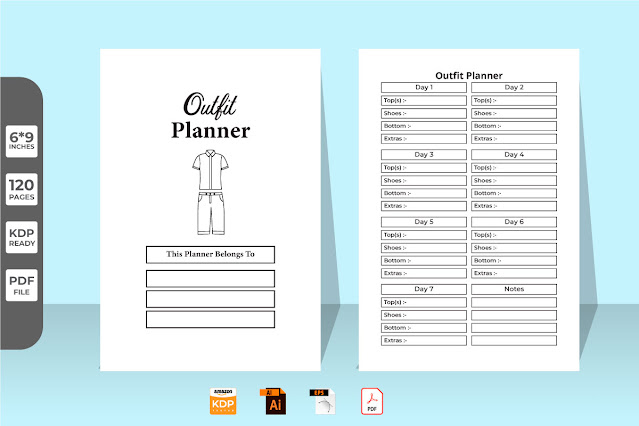 Outfit planner KDP interior notebook free download