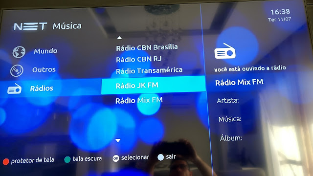Ouça a CBN, Transamérica, Mix e JK FM na operadora de TV NET...
