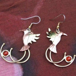 copper jah bird earrings