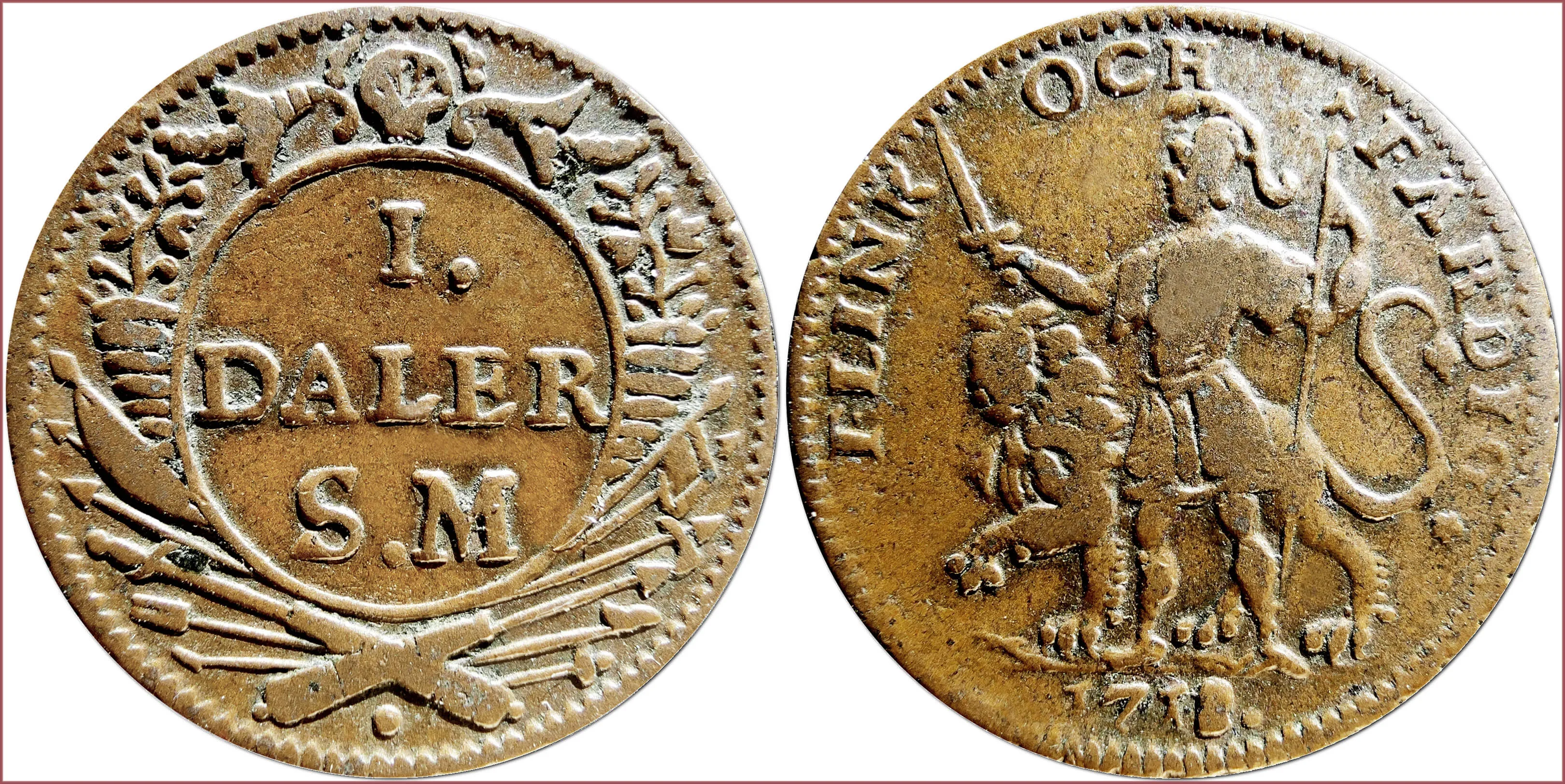 1 daler silvermynt, 1718: Swedish Empire