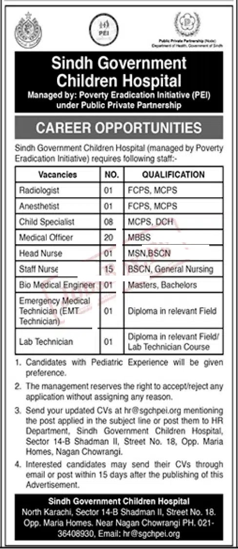 Sindh Health Department Jobs Karachi 2023 Latest Medical Staff