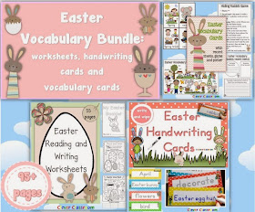 Easter Vocabulary BUNDLE Worksheets, Vocabulary Cards and Handwriting Cards