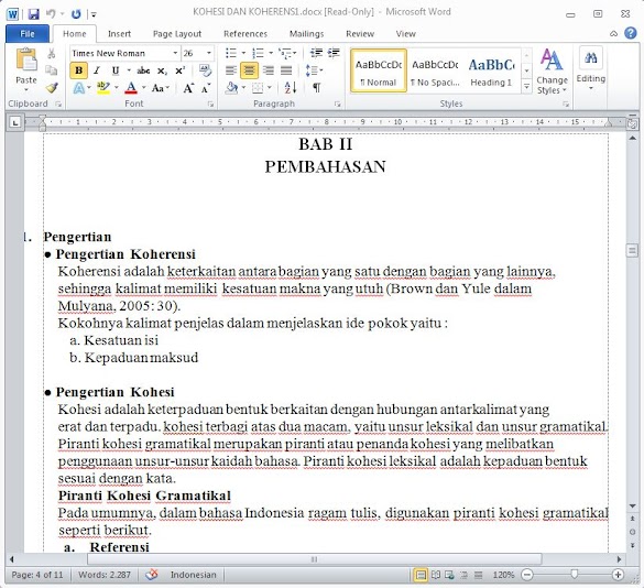 Contoh Makalah Kohesi Dan Koherensi Format Doc Word