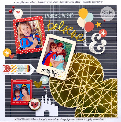 SRM Stickers Blog - Disney Layout with String Art by Christine - #disney #layout #twine #shimmer #stickers