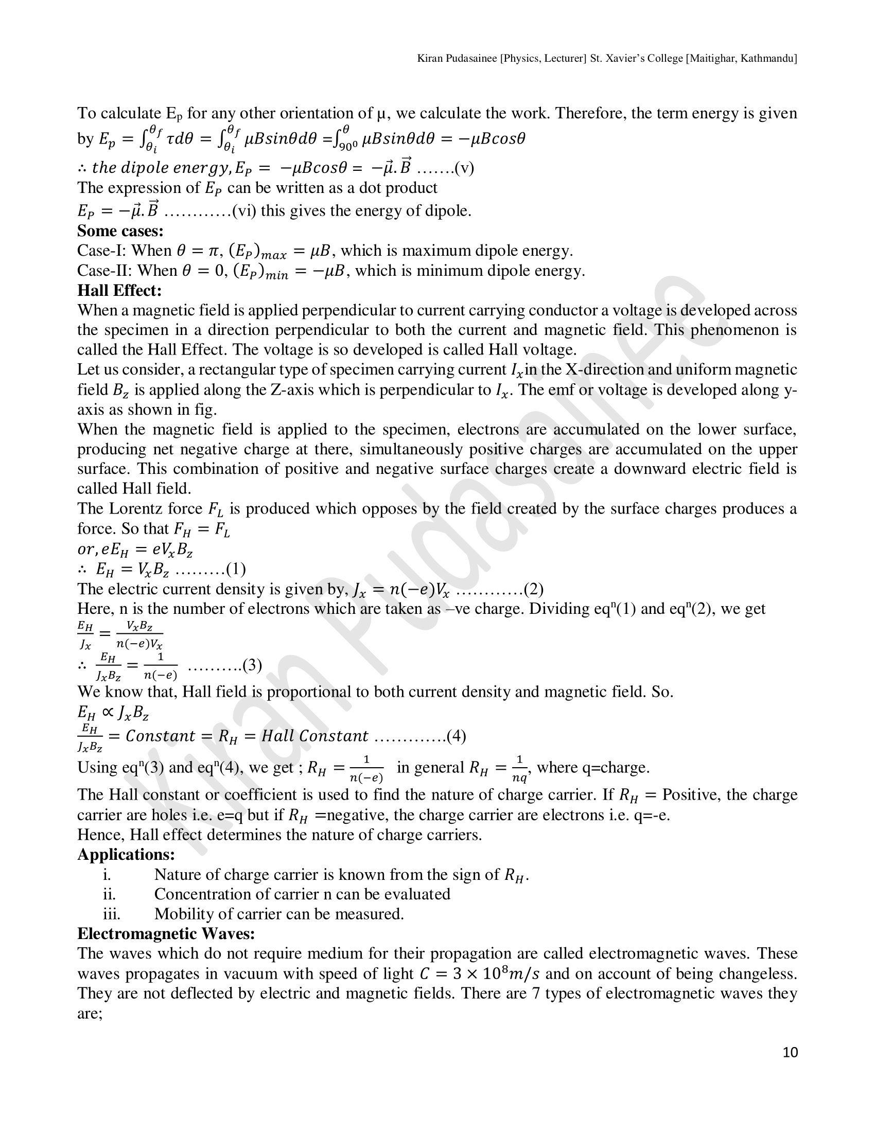 Electrical And Magnetic Field & Potential: B.Sc. CSIT Physics Unit 2 Notes