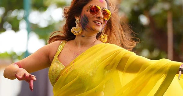 ankita lokhande yellow saree holi pics