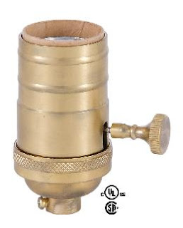 48243SB - 3-Way, Turned Brass Lamp Socket (E26)