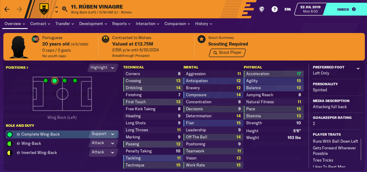 FM20 Wonderkid - Ruben Vinagre