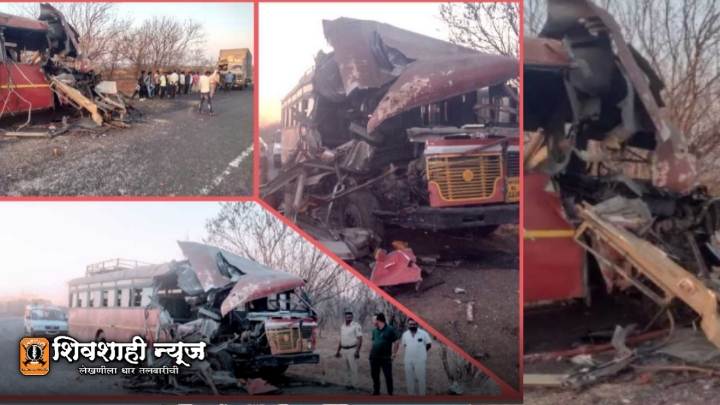 Eight people were seriously injured in a freak accident involving a container, a bus and a motorcycle, mukhed, shirur, nanded, shivshahi news,