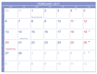 Printable Calendar 2017, Free Calendar 2017, February Printable Calendar 2017