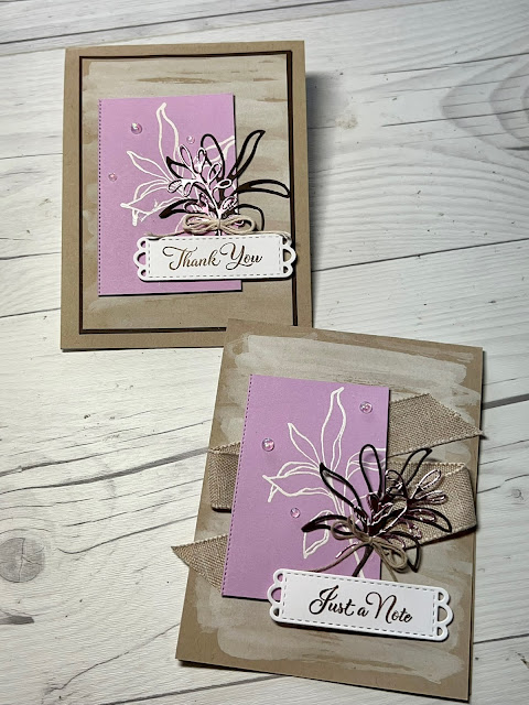 Two versions of a greeting card using Stampin' Up! Splendid Day Suite